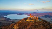 Neo-Gothic castle Hněvín at sunset