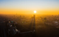 München von oben im Sonnenaufgang