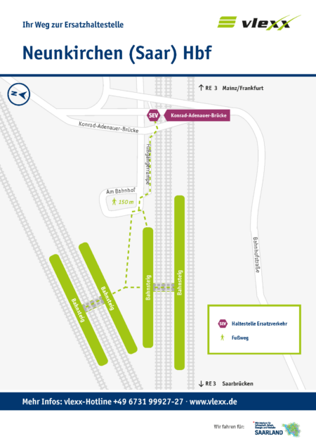 Neunkirchen Konrad Adenauer Bruecke Ersatzhaltestelle